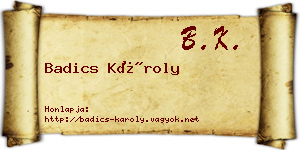 Badics Károly névjegykártya
