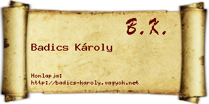 Badics Károly névjegykártya